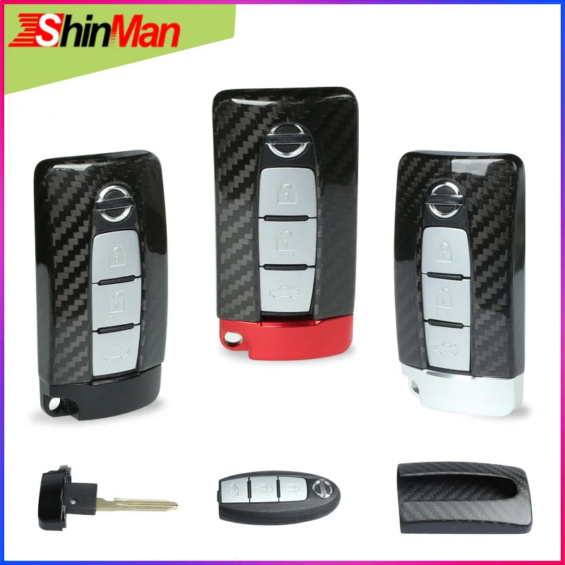 ShinMan Carbon Fiber Car key Case shell Cover bag holder For Nissan GTR Infiniti Keychain Accessories | Автомобили и мотоциклы