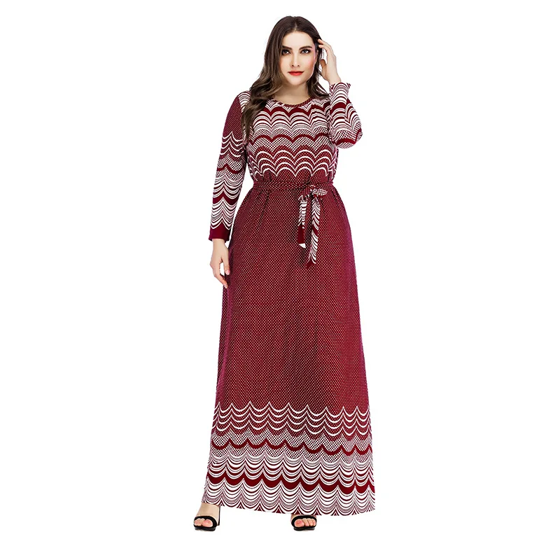 

2020 Women Long Sleeve Dresses Female Wave Striped Maxi Dresses Women High Waist Casual Elegant Dress Vestidos De Fiesta