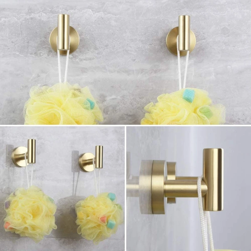 

NEW-Bathroom Hardware 3 Pcs/Set Wall Mounted - Includes Toilet Paper Holder, 2X Robe Towel Hooks, Bathroom Accessories Kit