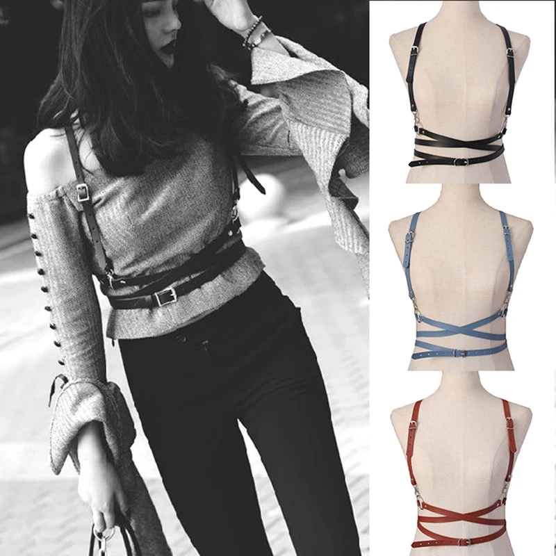 

Sexy Leather Belt Harness O-Ring Garters Suspenders Straps Slimming Decorative Harajuku Waist Seal Body Bondage Waist Belt 2021