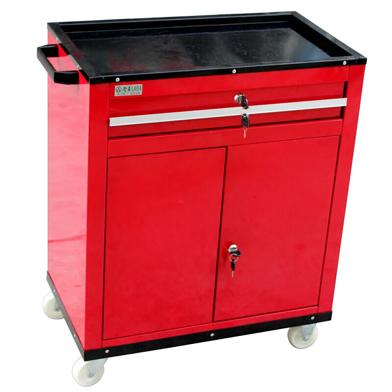 

LAOA Tool Cart Auto Repair Maintenance Three-layer Trolley With Lock and Door Multi-function Trolley with Wheel Drawer Cabinet