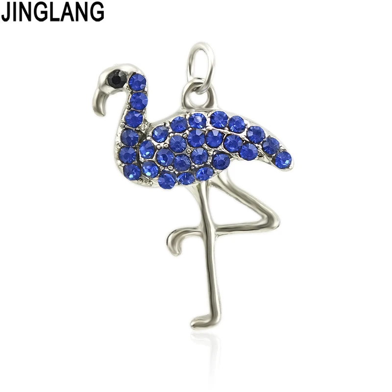 

JINGLANG Zinc Alloy Flamingo Shape Charms Necklace Pendant Creative Gold Silver Bracelet Handmade Jewelry Accessories 30 pcs