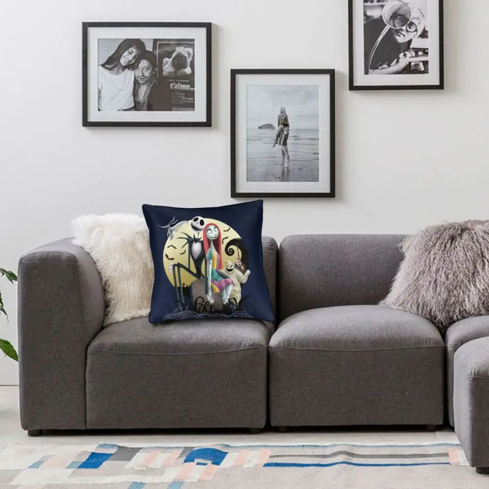 

Jack Skellington Pattern Throw Pillow Covers Decorative Bedroom Livingroom Sofa Square Pillows Case