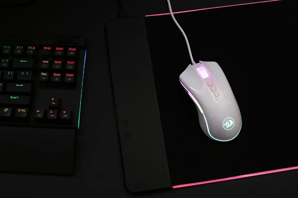 Игровая мышь Redragon M711 Cobra RGB версия белого цвета, Проводная оптическая мышь 10000 dpi с высокоточным входом, 7 макрокнопок