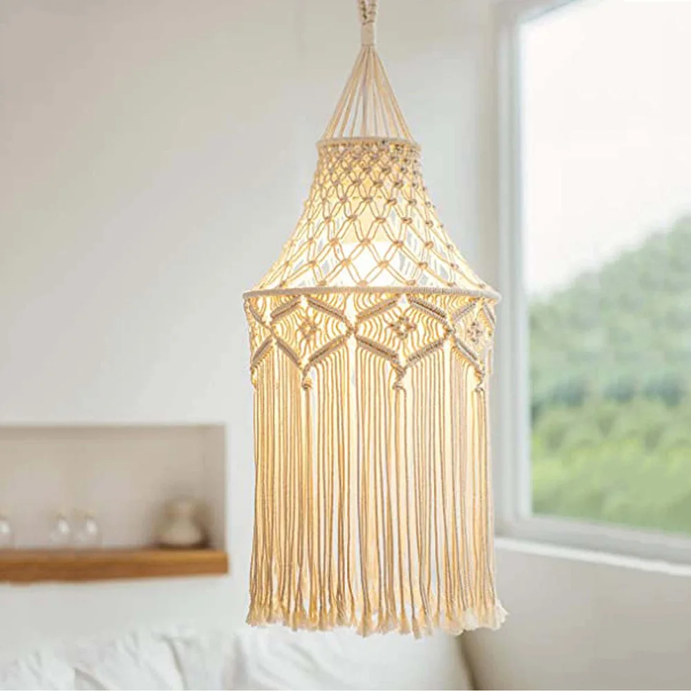 

Hade Made Lamp Shade Boho Hanging Pendant Light Cover Modern Office Bedroom Living Room Kids Room Bohemian Art Decoration