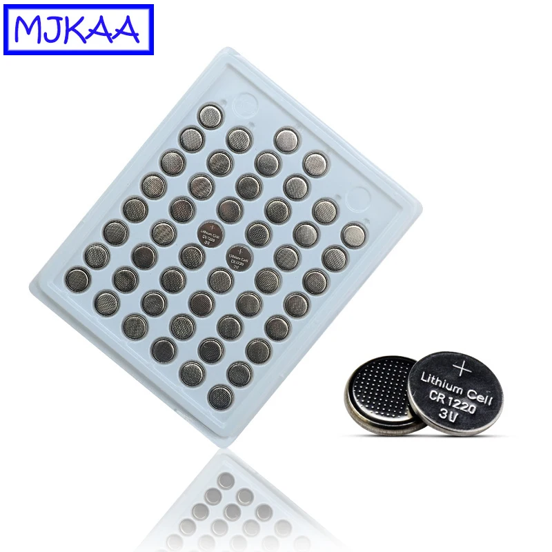 MJKAA 100 шт. CR1220 3V литиевая батарея таблеточного типа сотовый Батарея CR 1220 ECR1220 LM1220 часы батарейки-таблетки автомобиль дистанционного Управление