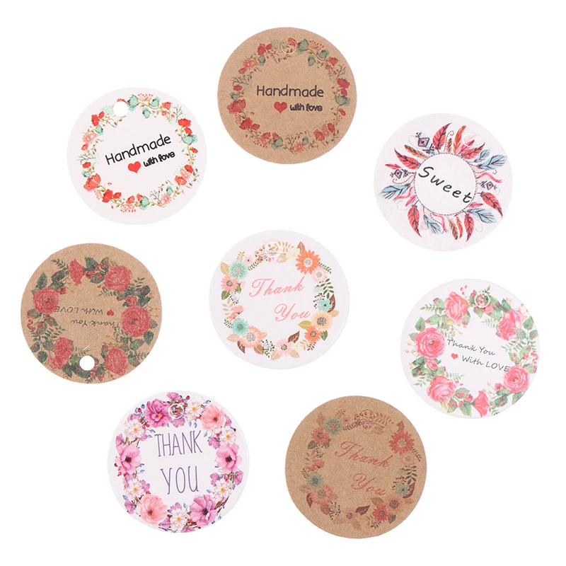 

Circle Shape Kraft Paper Gift Label Tag Handmade Jewelry Charms Tag DIY Food Label Wedding Favors Gift Decorating Tag