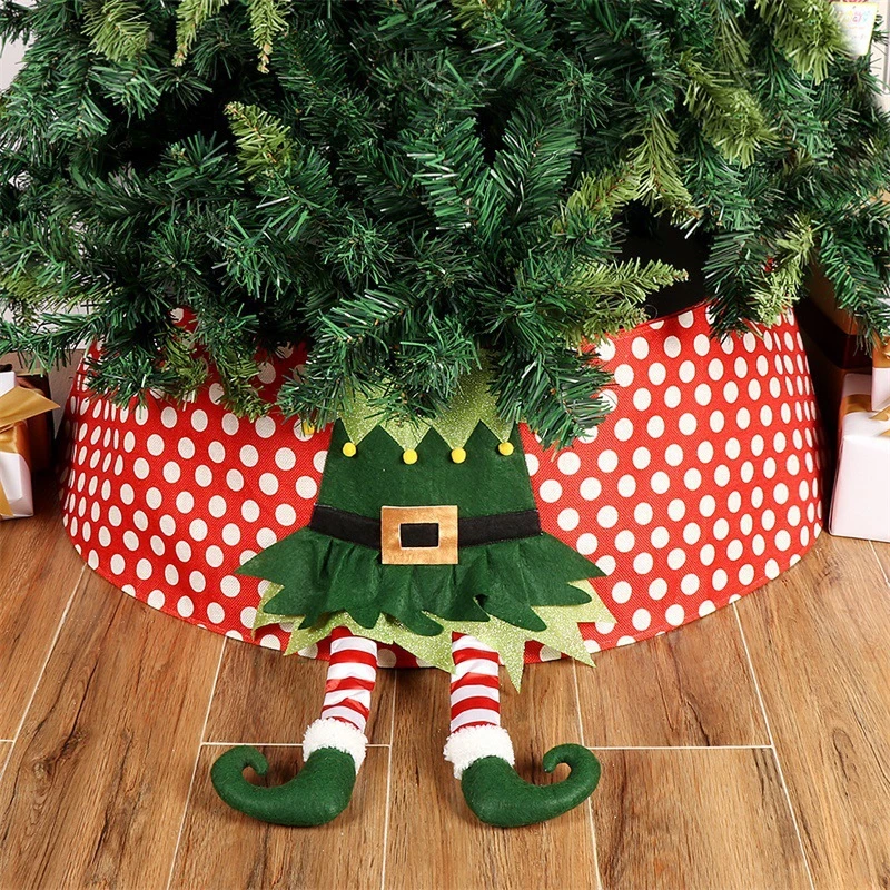 

Christmas Elf Tree Skirt , 30-Inch Diameter Base Christmas Tree Collar,Christmas Tree Ring