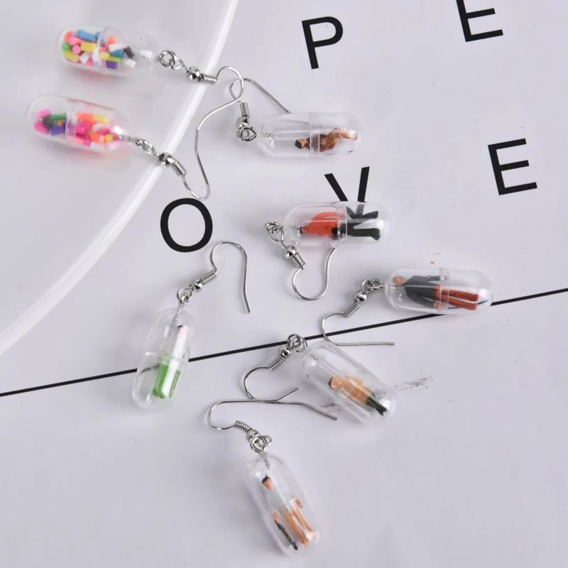 1 Pair Creative Transparent Lady Colorful Capsules Drop Dangle Earrings Jewelry Accessories Fashion | Украшения и аксессуары