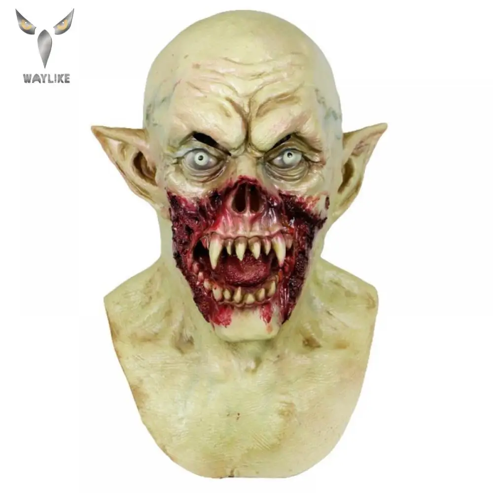 

WAYLIKE Halloween Horror Full Face Mask Creepy Scary Zombie Latex Mask Costume Party Props