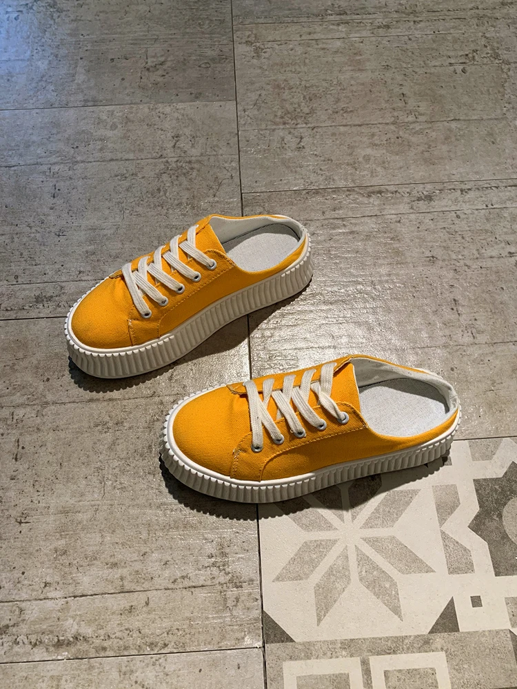 

Cover Toe Female Shoes Slippers Casual Slides Low Platform 2021 Luxury Summer Soft Flat Leisure Fashion Basic Rubber Lace-Up Cot