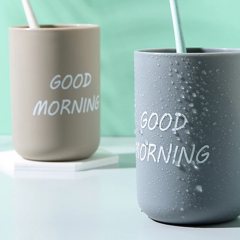 

Simple Travel Nordic Good Morning Mouthwash Cup Creative Children Brushing Cup Plastic Toothbrush Cup Bathroom Accessories