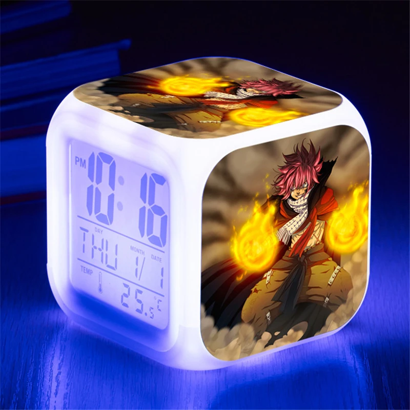 Аниме Сказочный хвост Natsu Dragneel будильник Lucy Heartfilia Erza Scarlet Gray Fullbuster светодиодный