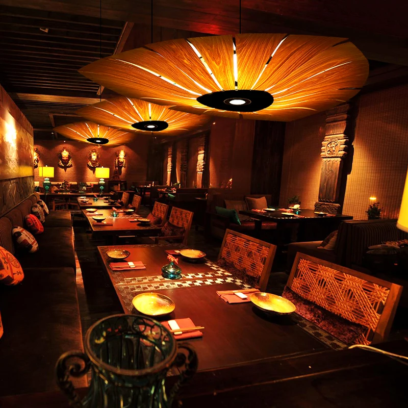 Деревянный подвесной светильник в японском китайском стиле светодиодная лампа