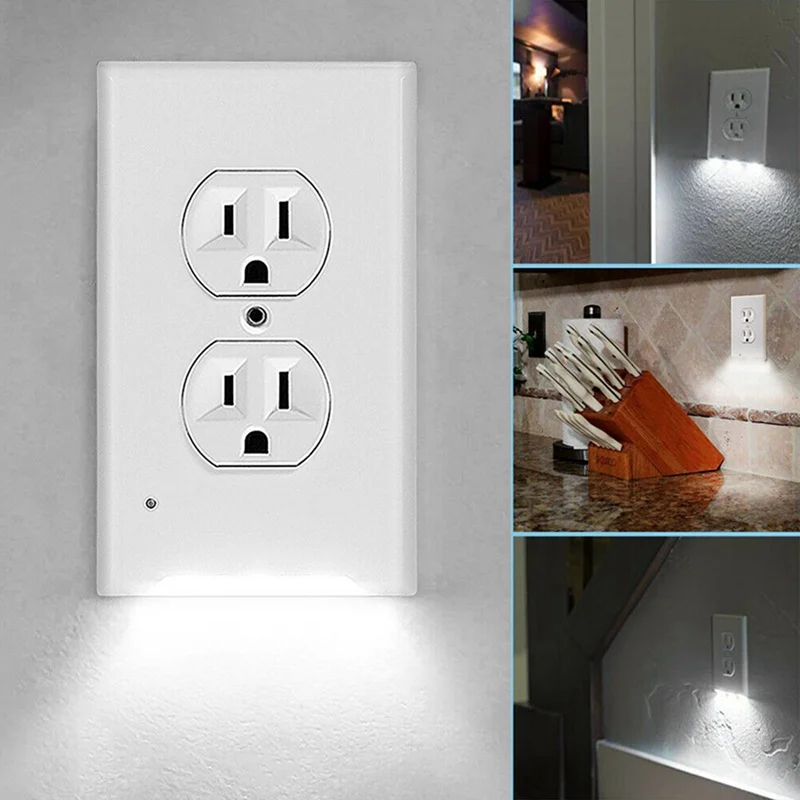 

Socket Switch with Night Light-1W Two-Hole Wall Socket Multi-function Power Outlet plastic
