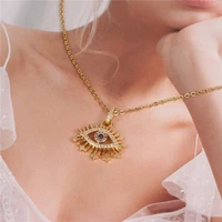 turkish evil eye necklace gold cubic zirconia greek blue eye pendant necklace fashion jewelry women accessories gifts 1pcs