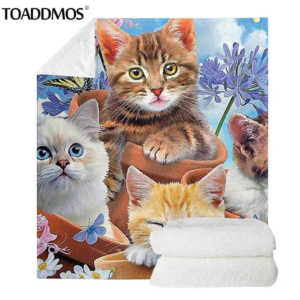 

Мягкое Флисовое одеяло TOADDMOS для детей и взрослых, удобное одеяло для сна с милым рисунком животного, кота, домашнее постельное белье