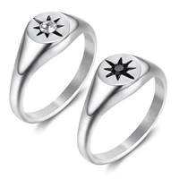trendy diamond polaris signet rings stainless steel gold silver plated dainty starburst ring minimalist north star signet ring