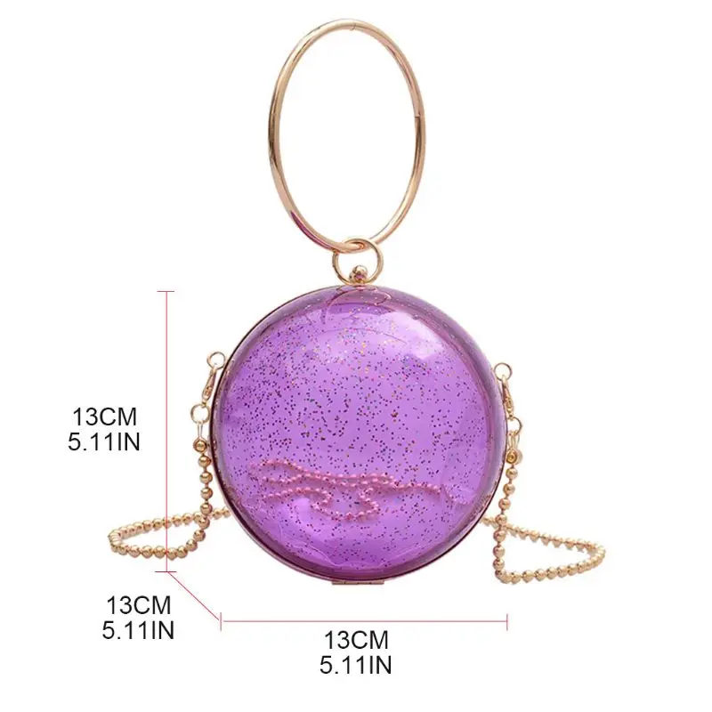 

Women Round Clear Prom Handbag Ladies Wedding Party Evening Banquet Purse Bag