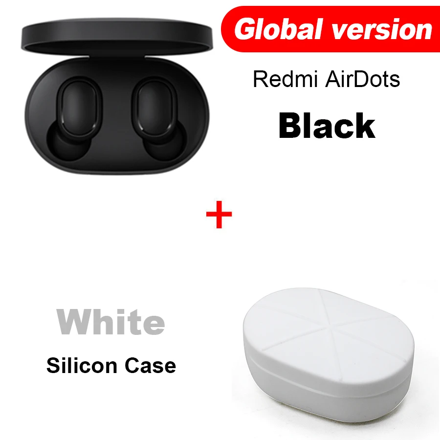 Global N White Case Оригинальные беспроводные наушники Xiaomi Redmi Airdots TWS, наушники с громкой связью, голосовое управление, Bluetooth 5,0, шумоподавление, управление AI - Цвет: Global N White Case