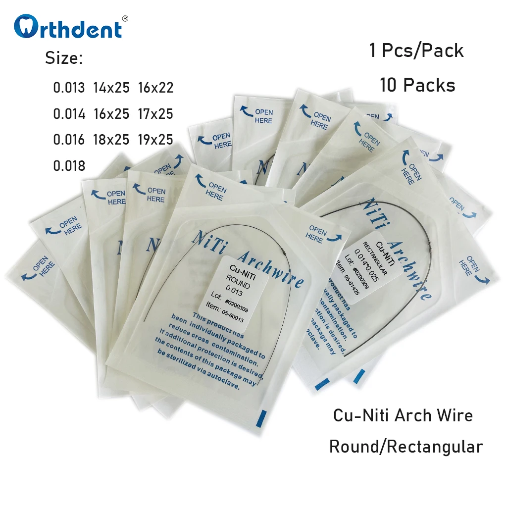 10 упаковок Стоматологическая медная никелевая титановая дуговая проволока ортодонтическая Cu-Niti Archwire круглая/Прямоугольная форма Деймона стоматологические материалы