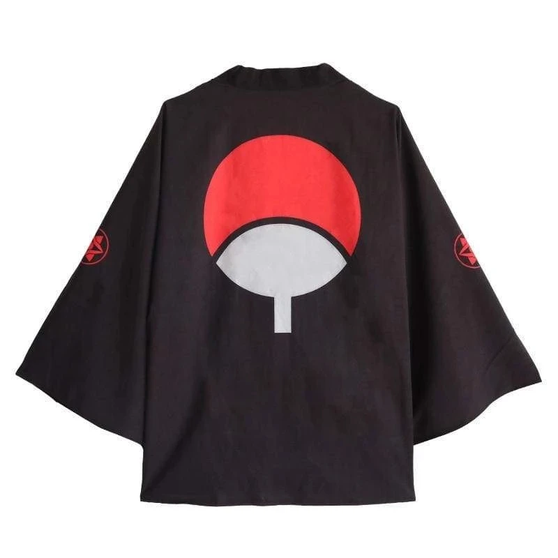 Японское кимоно с символами аниме Konoha Hokage Uchiha сасуке Шаринган плащ косплей