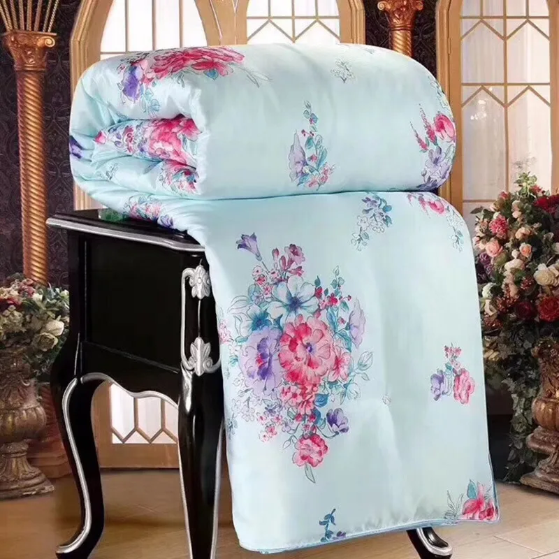 

New Luxury Silk Comforter Duvet Twin Queen King Full Size Summer Conditioning Quilts Jacquard Cover Blanket Quilt Bedding