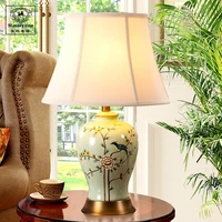 new chinese style simple creative romantic ceramic table lamp for wedding room bedroom bedside lamp study living room decoration