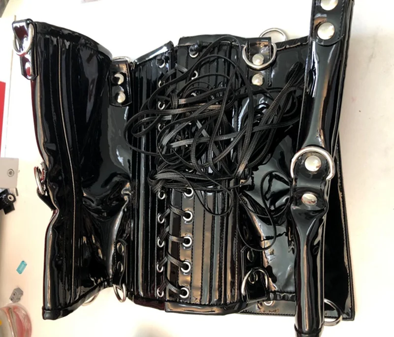 Черный Annzley Cupless корсет Красный кожаный корсет под грудь для женщин талия для похудения - Цвет: Черный
