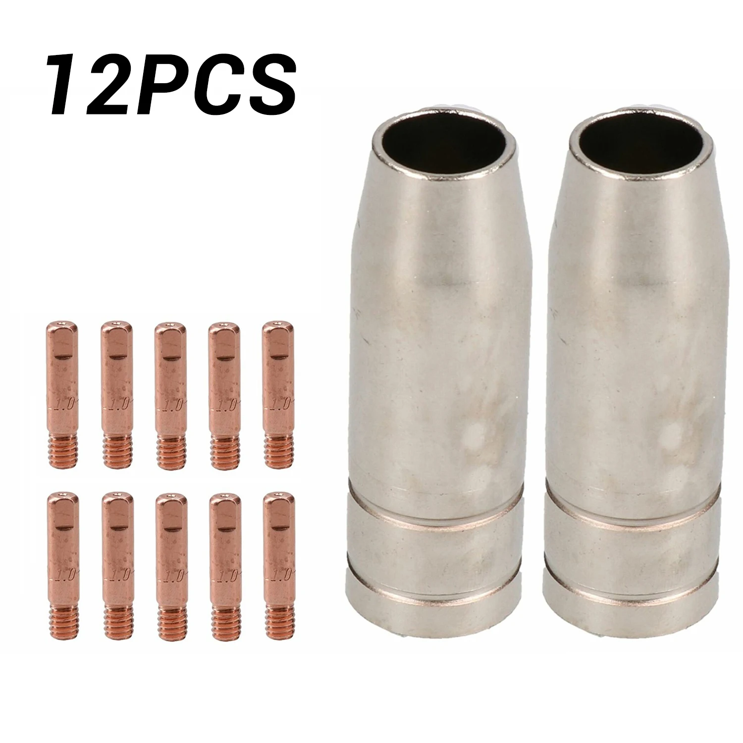 

MB15 MIG Welding Torch Gas Nozzle Contact Tips Shroud Holder Torch Nozzle 0.6/0.8/1.0mm For 14AK 15AK Torches 12Pcs Set