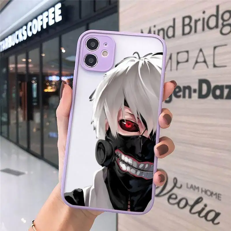 

Cartoon Anime Tokyo Ghoul Kaneki Ken Phone Case matte transparent For purple iPhone 7 8 x xs xr 11 12 pro plus max mini Clear