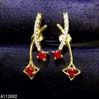 kjjeaxcmy fine jewelry natural ruby 925 sterling silver women gemstone earrings new ear studs support test classic hot selling