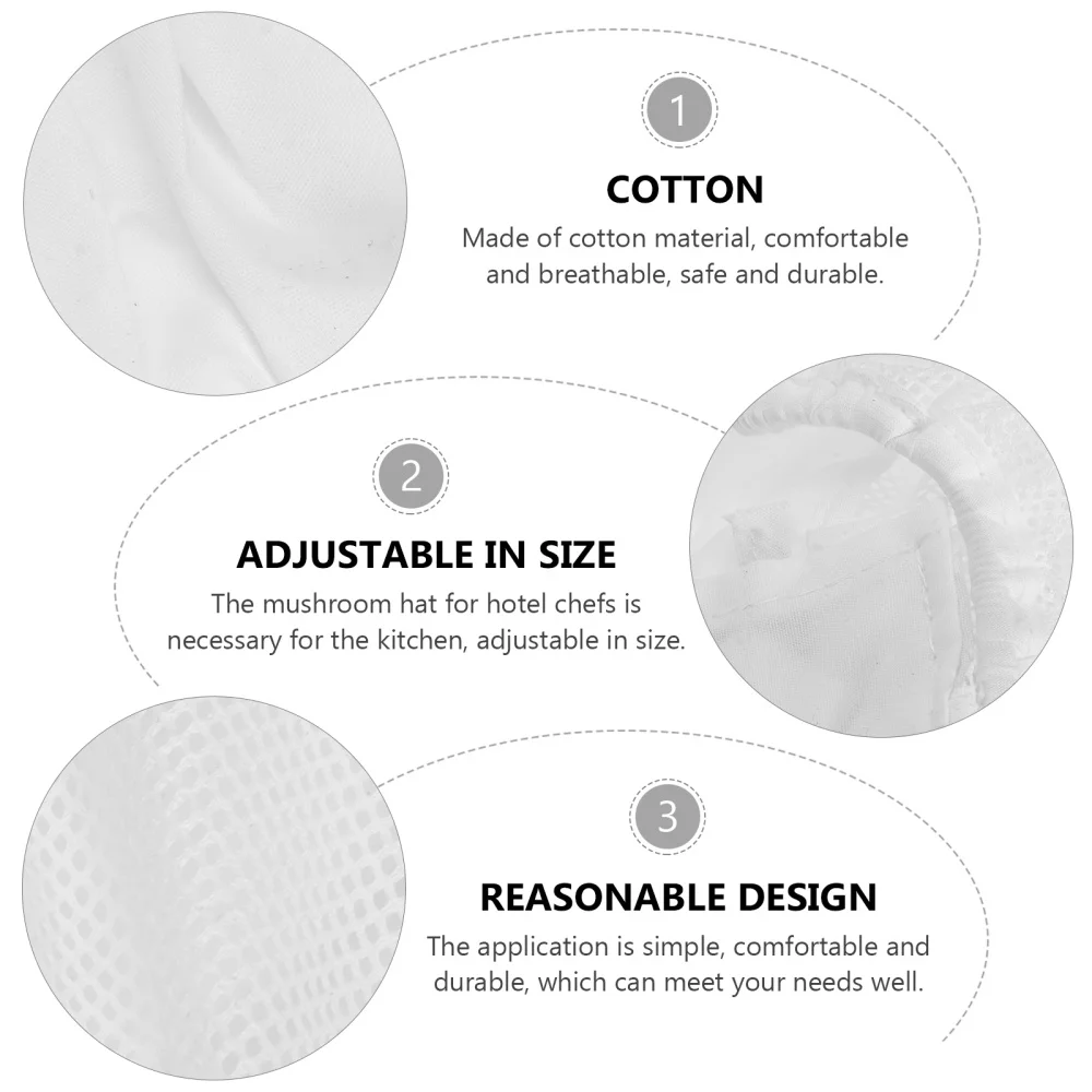 

1Pc Chef Hat Adjustable Elastic Work Hat Beanie for Service and Other Work