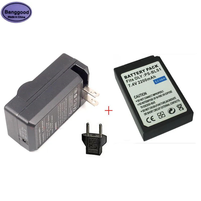 2200mAh PS-BLS1 PSBLS1 BLS-1 Camera Battery +AC Charger For Olympus PEN E-PL1 E-PM1 EP3 EPL3 Evolt E-420 E-620 E-450 E-400 E-410