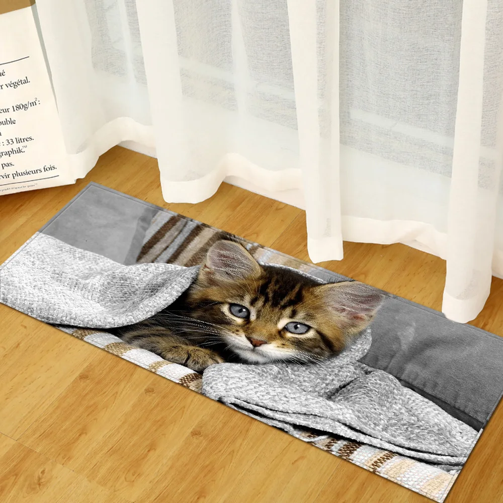 Прямоугольный фланелевый ковер с принтом животных абсорбент для кухни