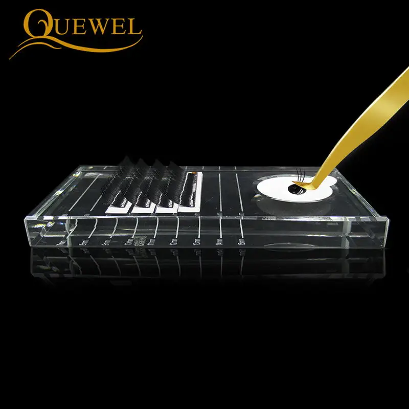Поддон Quewel для накладных ресниц прозрачный стеклянный поддон с U образным/прямым