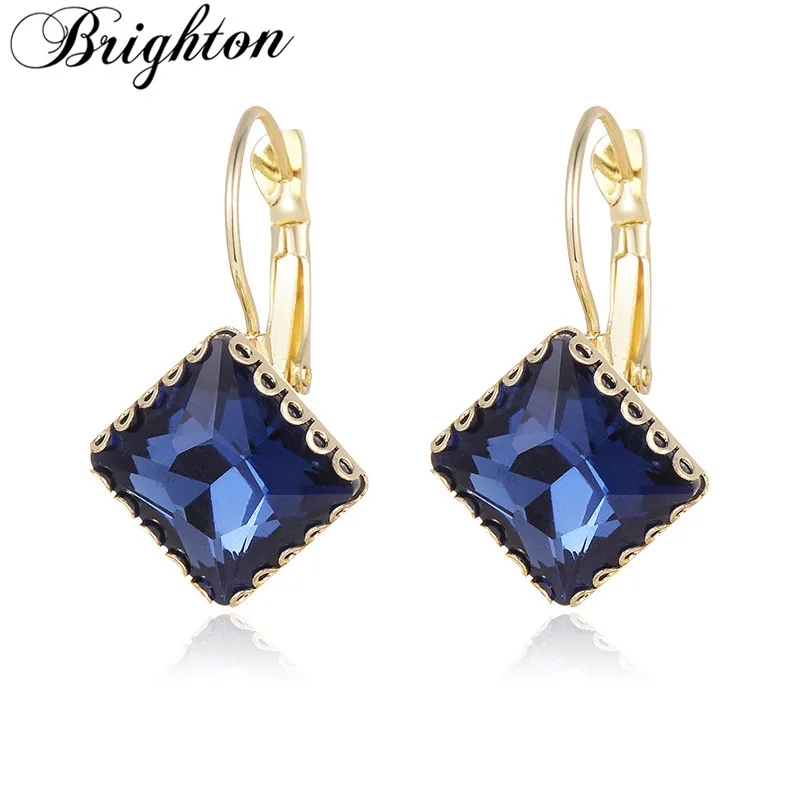 

Brighton New Trendy Square Cubic Zircon Drop Dangle Earrings For Women Fashion Party Weeding Luxury Jewelry Gift High Quality