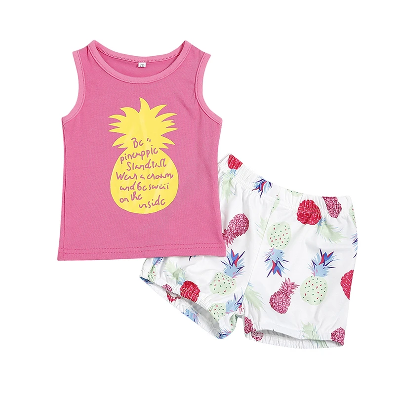 Комплект одежды для маленьких девочек повседневный жилет без рукавов с рисунком