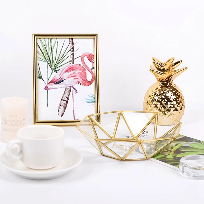 ABUI скандинавский стиль латунь + стекло геометрические корзины для хранения