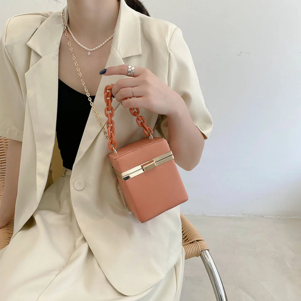 Fashion Acrylic Box Bags For Women 2021 Brand Designer Chain Messenger Crossbody Bag Party Banquet Handbag Lady Hand Bags Purse