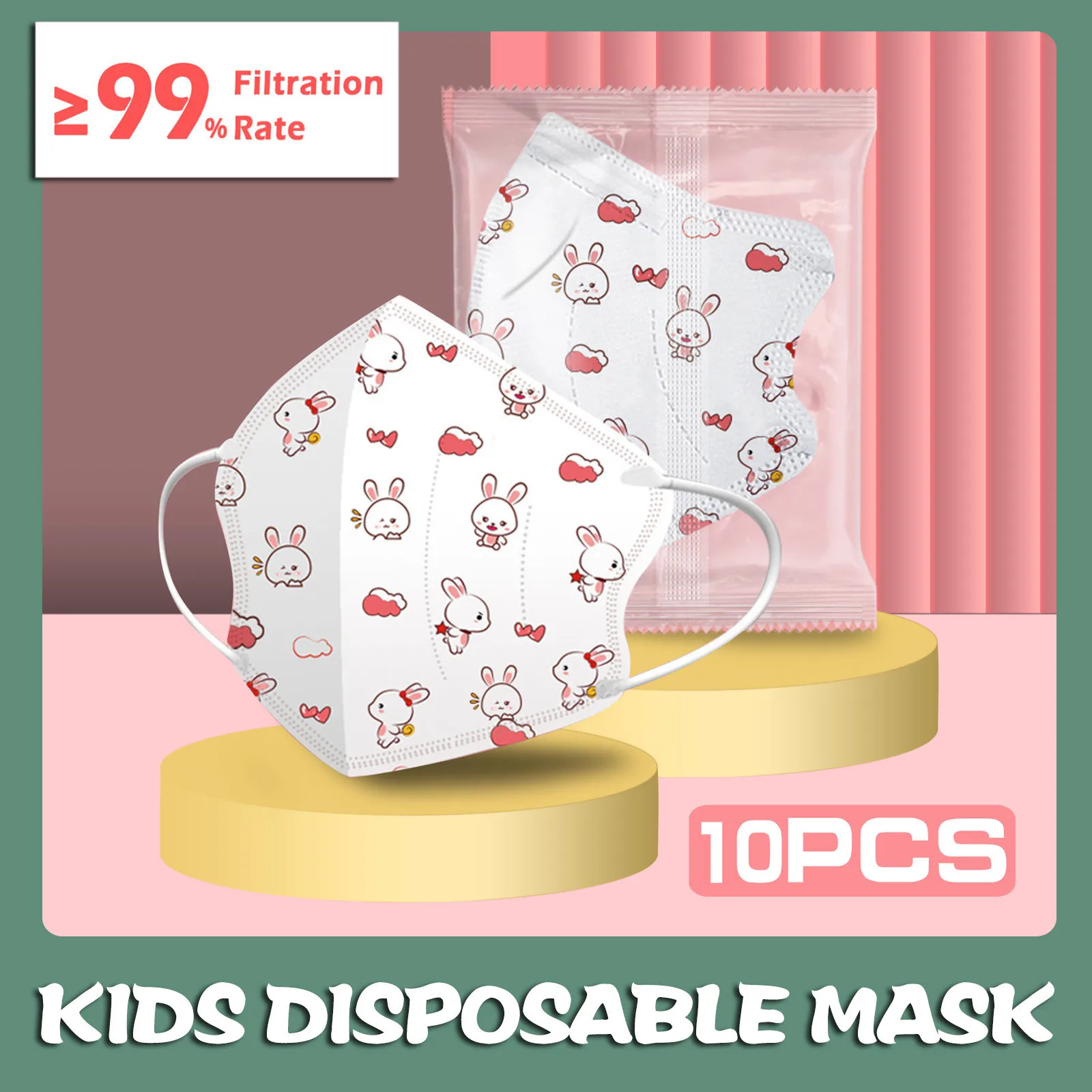 

10pcs Mascarillas Ninos Children's Mask Prevention Fish Non Woven Face Mask 4ply Mascarillas masque enfant Halloween Cosplay