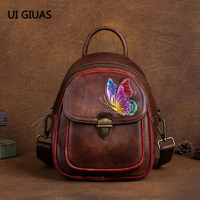 

Free Shipping Handmade Girl School Bag Lady backpack Luxurious Quality Genuine Cowhide Handbag Women Fashion Backpack Shoulder