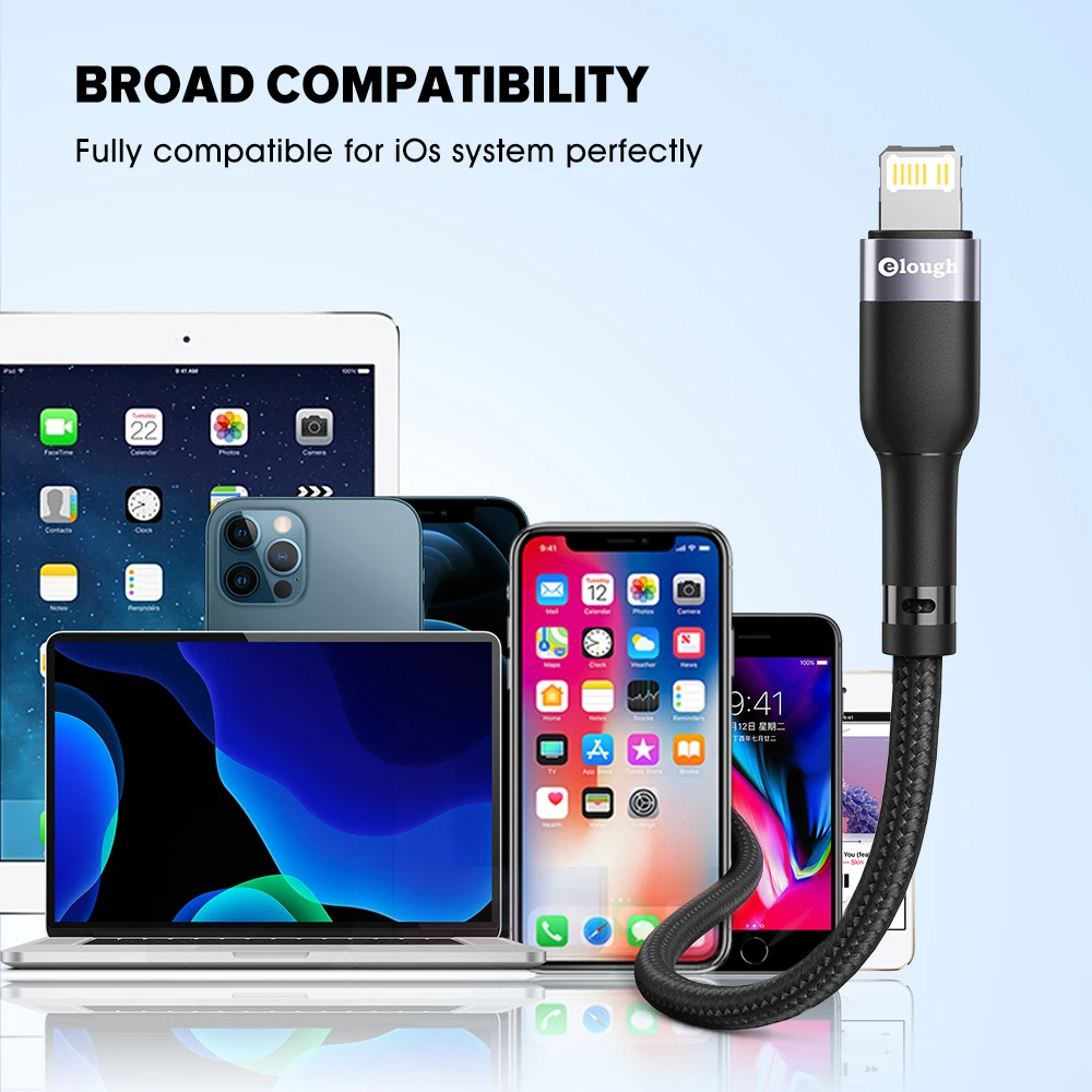 elough pd 20w usb type c cable for iphone 13 12 11 pro max phone fast charging cable type c to lighting cable for ipad macbook free global shipping