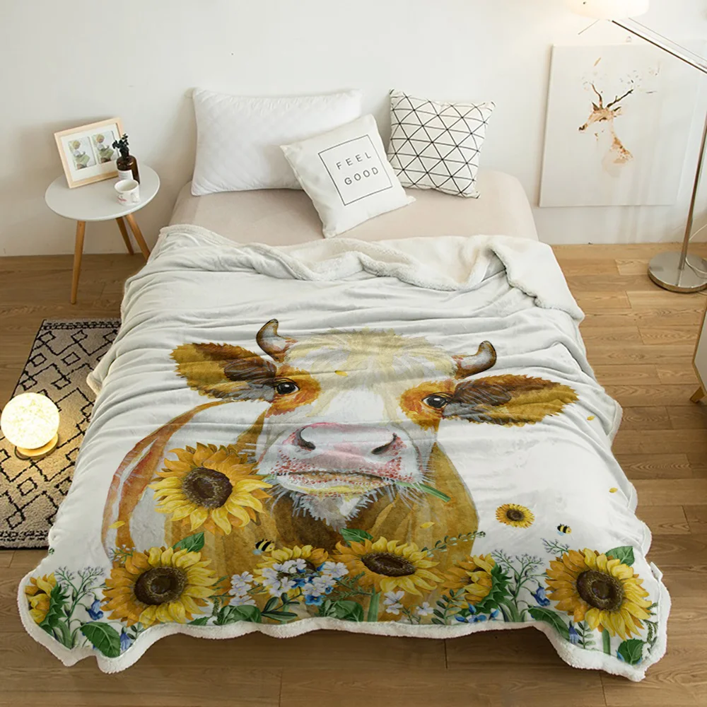 Одеяло кашемировое в американском стиле с подсолнухом толстое теплое домашнее