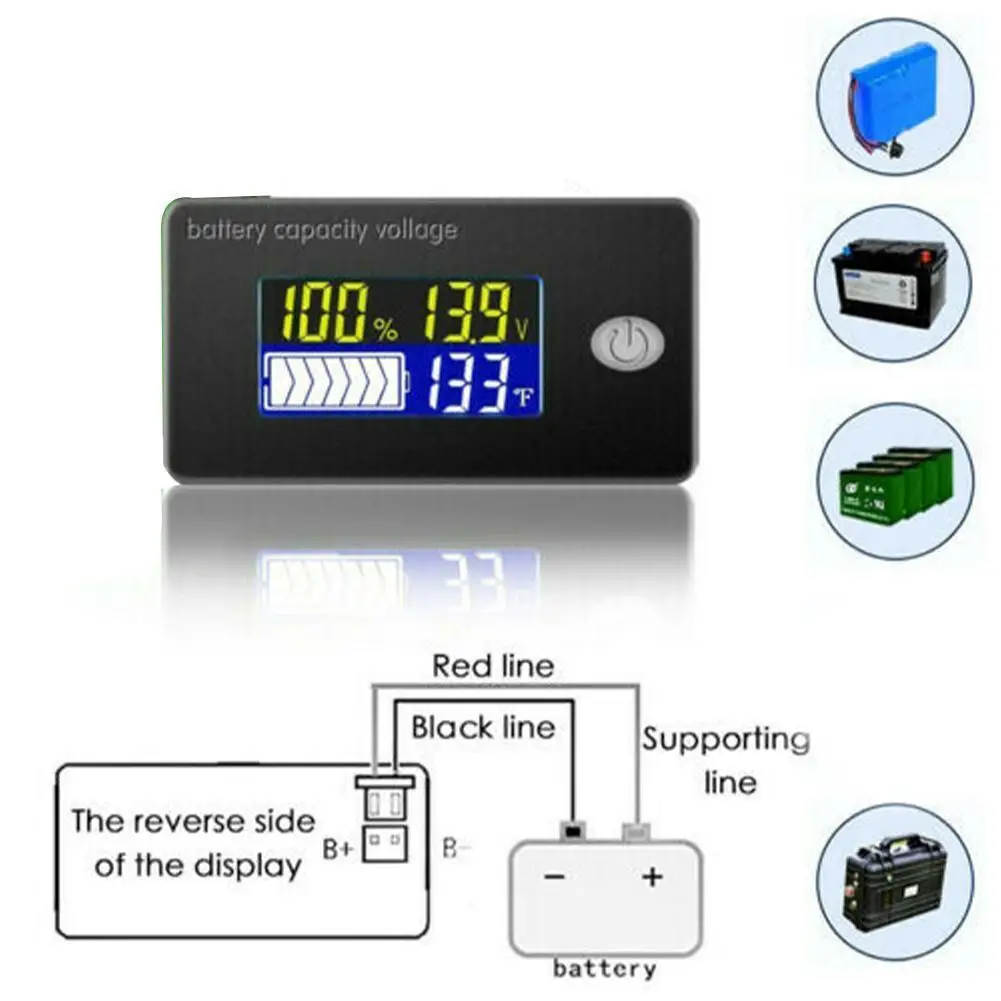

Multi-function Instrument 12V/24V/36/48V LCD Acid Lead Lithium Battery Capacity Indicator Voltmeter Voltage Battery Tester