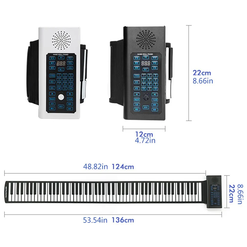Портативный 88 клавиш USB рулон фортепиано электронное пианино силиконовая Гибкая