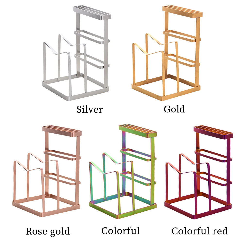 

Stainless Steel Storage Holder Shelf Pot Lid Multi Layer Cutting Board Rack Space Saving Countertop Plate Kitchen Organizer Home