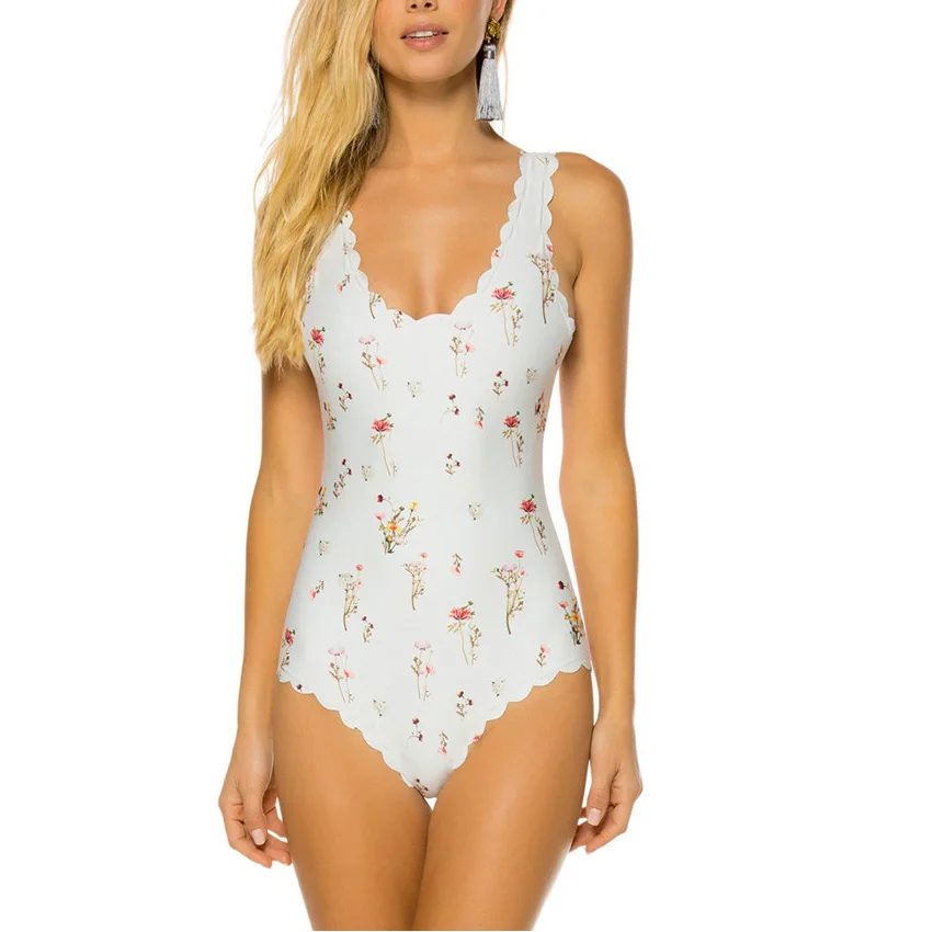 Женский купальник пуш-ап винтажный монокини с цветочным принтом пляжная одежда