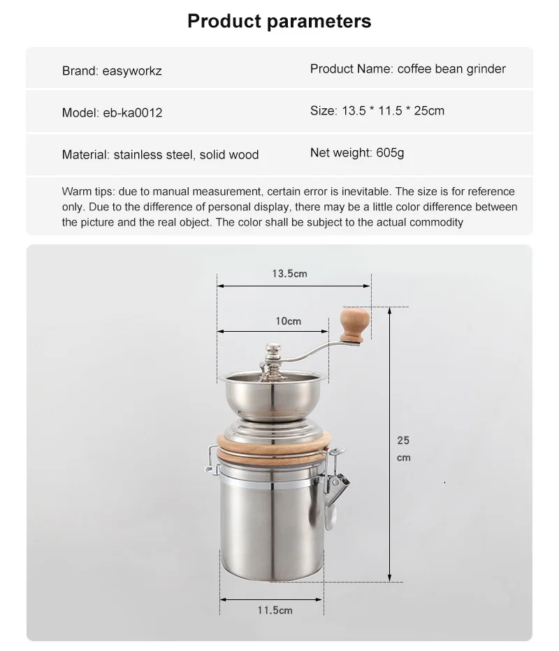 

Manual Coffee Grinders Coffee Grinder 304 Stainless Steel Household Small Grinder Portable Hand Coffee Machine