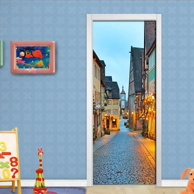 Европейский город городского пейзажа двери наклейки с пейзажем для детский